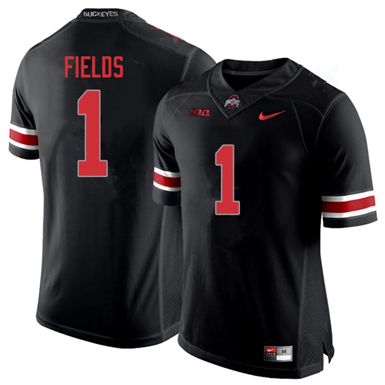 Justin Fields Ohio State Buckeyes Men's NCAA #1 Nike Blackout College Stitched Football Jersey LEV5856VY